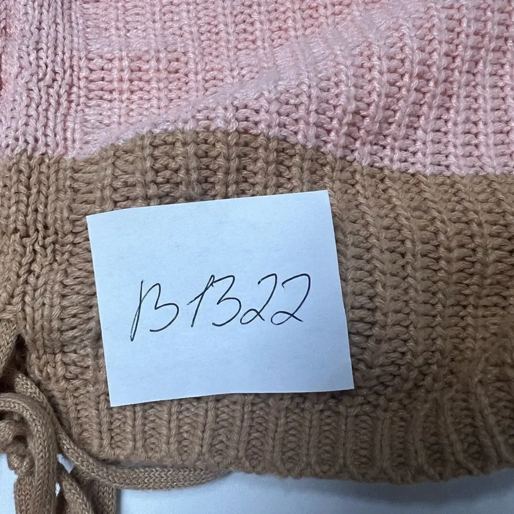 Full Circle Trends Women’s Knit Cropped Pullover Sweater Color Block SZ L
